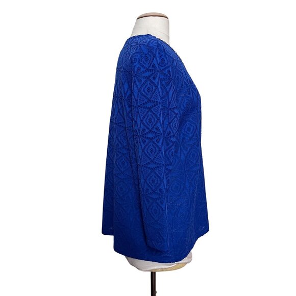 Ruby Rd Blue Lace Top XL Surplice Embellished Classic Career Office Semi Formal - Picture 2 of 11